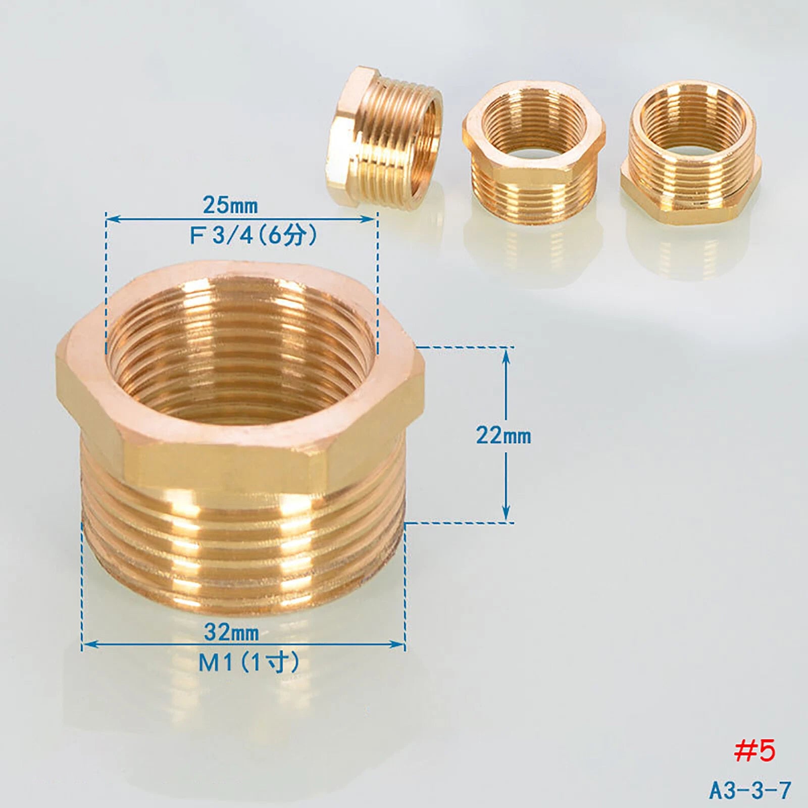 Brass Reducing Hex Bush BSP Fitting — Male to Female Thread Connector, Multiple Sizes