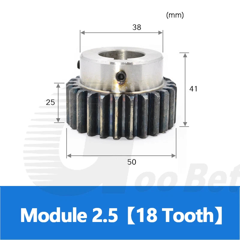 Mod 2.5 Spur Gear Steel Hardened with Hub 15-40 Tooth Motor Pinion 12-40mm Bore