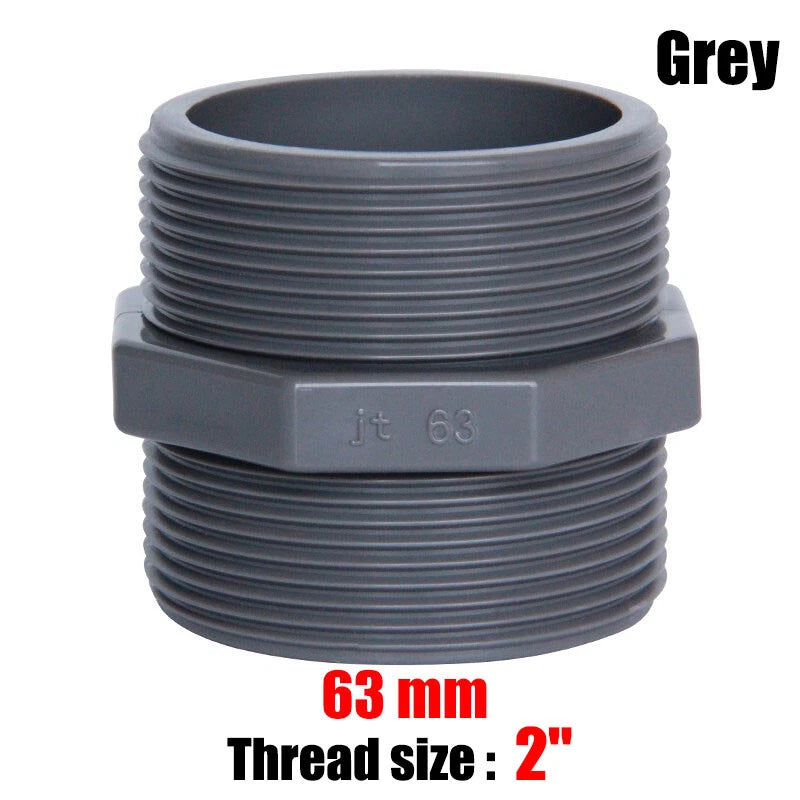 PVC Nipple Bsp Male Threaded Pressure Fittings Pipe Fitting ID 20mm~63mm Grey