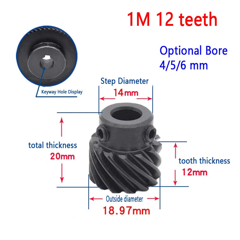 45# Steel Helical Gear 1 Mod 12-25 Teeth Blackened Pinion Transmission Gears