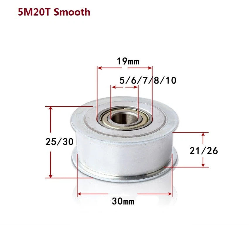 HTD-5M Timing Belt Idler Tensioner Pulley Smooth Tooth/Toothed Width 21/26mm