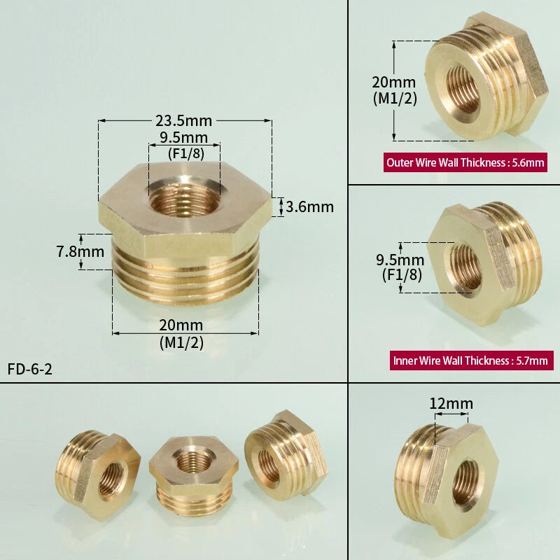 1 8" 1 4" 3 4" 1 2" 1" BSP Brass Reducing Coupler Hex Bush Connector Fittings