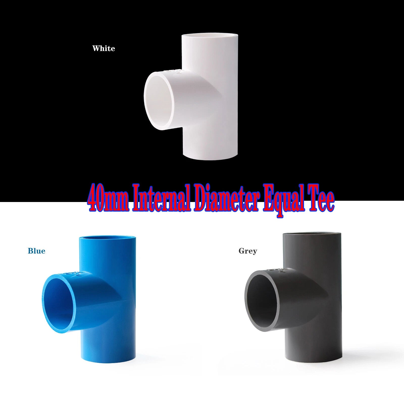 PVC Pipe Fittings Tee Socket ID 16mm - 200mm T Type Solvent Weld 3-Way