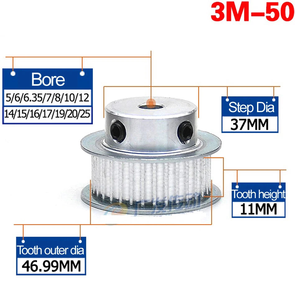 Timing Belt Pulley 3M 15T-60T Synchronous Wheel Selectable Bore For 3D Printer
