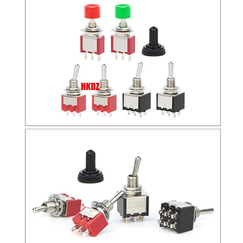 6mm Mini Toggle Switch DPDT 2/3 Position 3/6 Pin — AC 125V 250V for Boat Car DIY