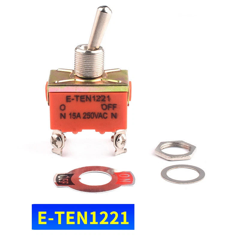 Heavy Duty Toggle Switch 250V ON/OFF — E-TEN Series (2/3/4/6 Pin, Momentary, Waterproof Cover)