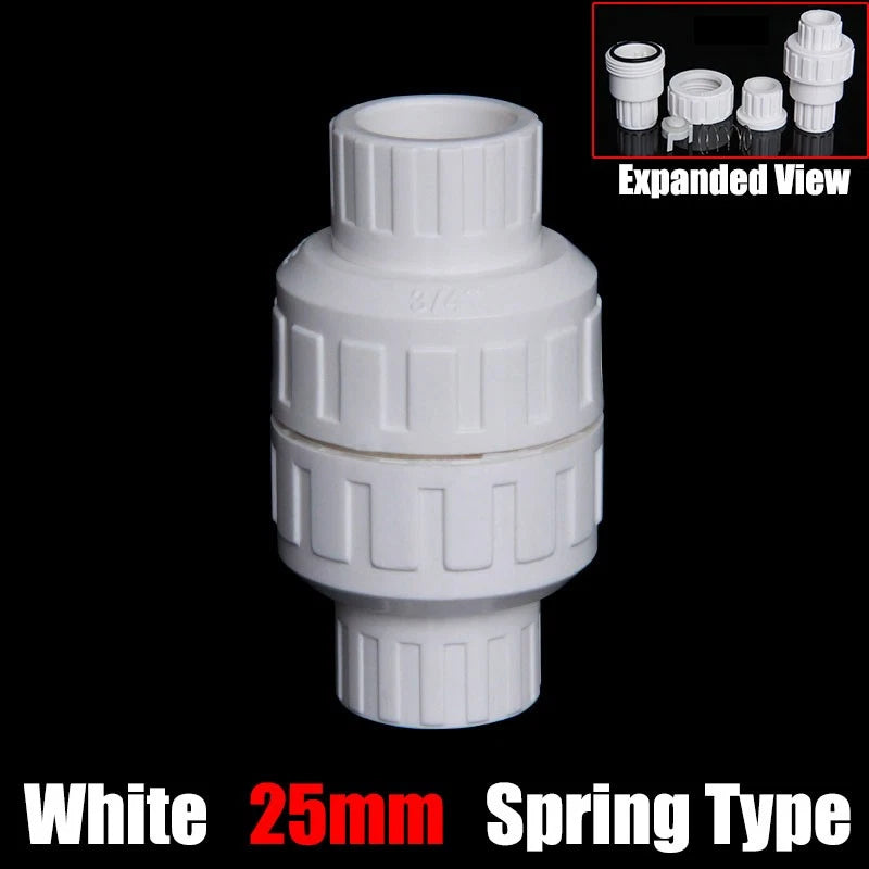 PVC One-way Spring Piston Flap Check Valve Pipe Fittings Ø 32 40 50 63 75 90mm