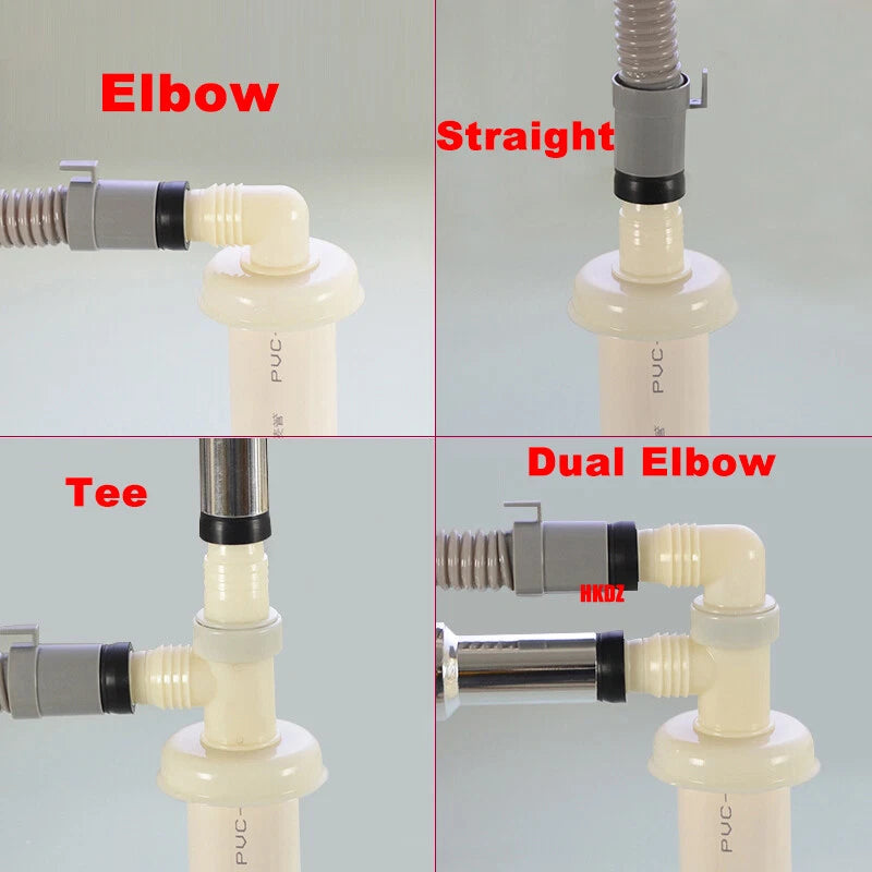 Washing Machine Drain Hose Connector — Tee, Elbow, Straight & Triple Fittings for Sink & Basin