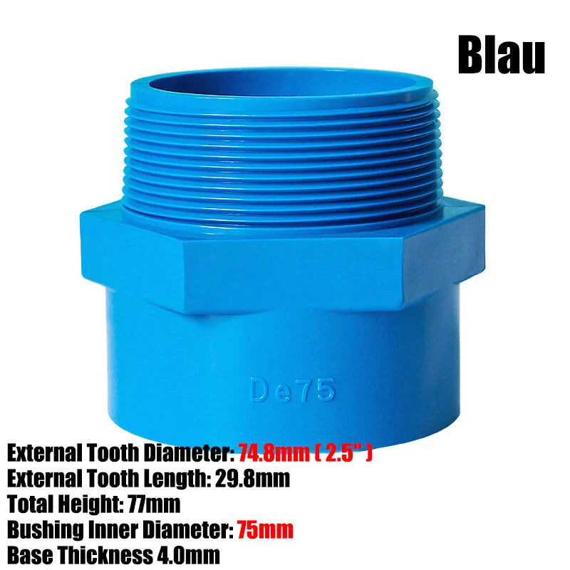 1 2" to 4" PVC Nipples Threaded Pipe Fittings Connector BSP Male Adapter Blue