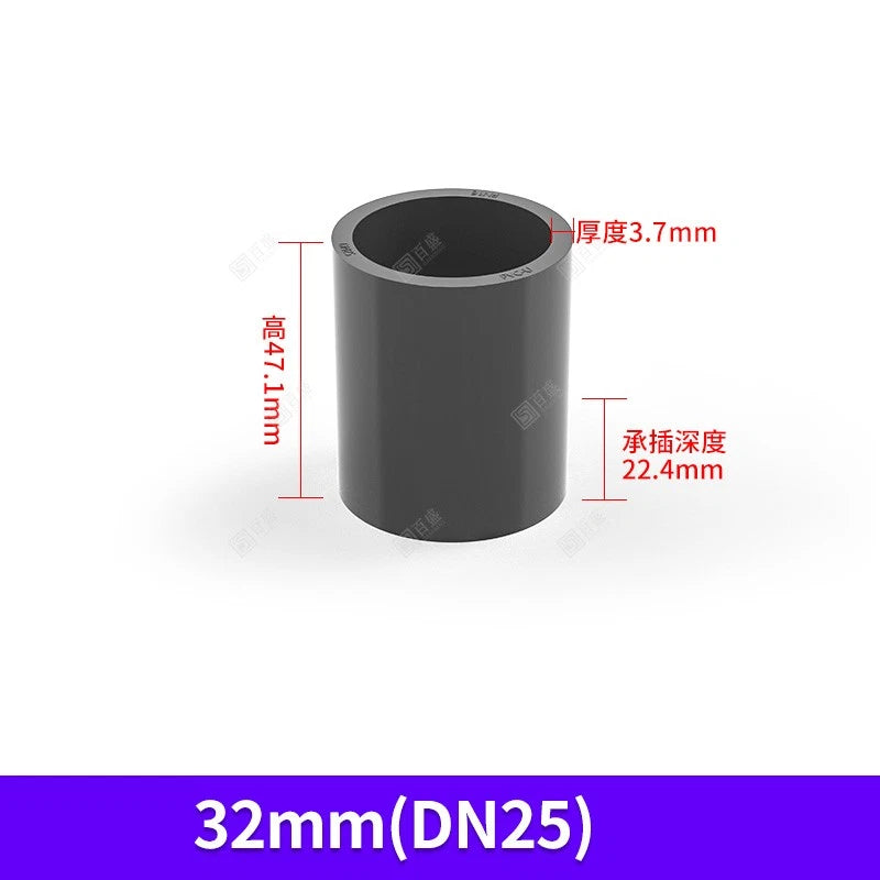 UPVC PVC Pipe Fittings Tee Straight Elbow Plumbing Couping ID 20-50mm Dark Grey