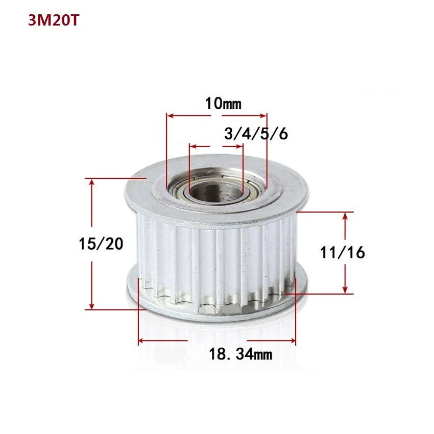 HTD-3M Timing Belt Tensioner Pulley Smooth Tooth/Toothed Idler Width 11/16mm