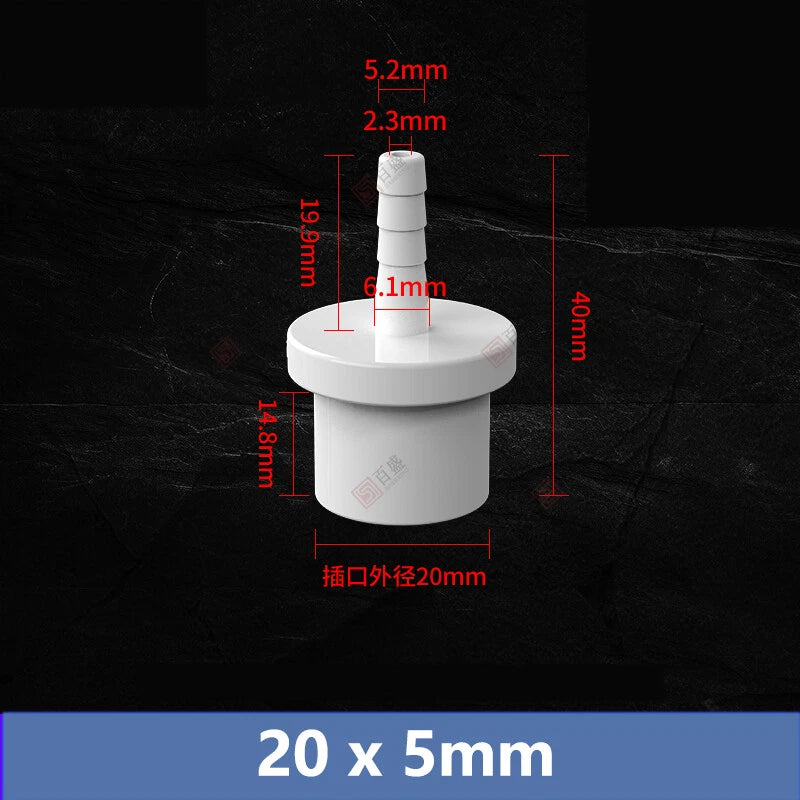 5mm - 63mm Hose Nozzle PVC Plastic Pipe Fittings Barb Connectors Sleeve White