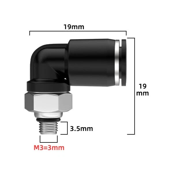 Male Thread Elbow Push-in Pneumatic Fitting | Micro Swivel Air Hose Connector