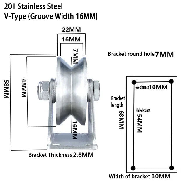 V/U/H Typ Single Wheel Pulley Block Sliding Gate Rollers Heavy Duty Caster Wheel
