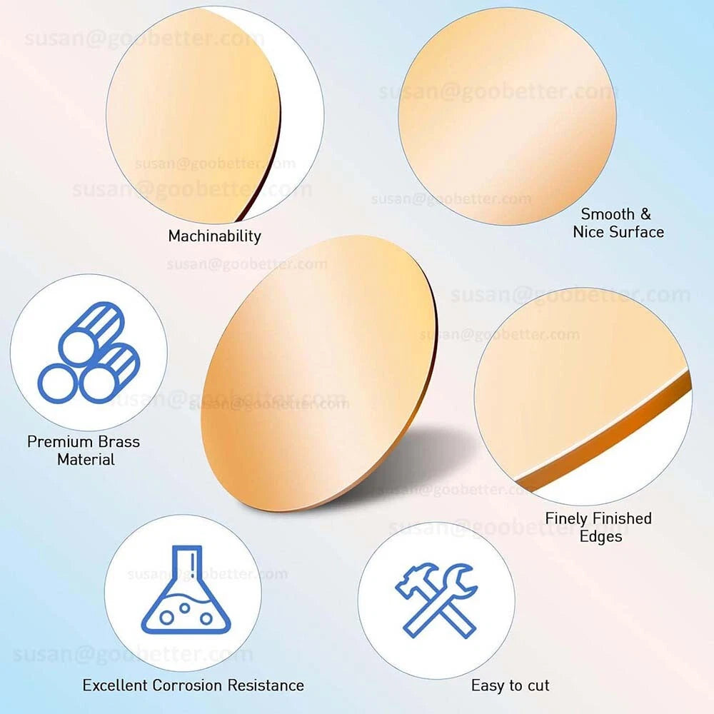 H62 Solids Brass Discs Blanks Metal Round Sheets OD 10mm-300mm Thick 0.3mm-4mm