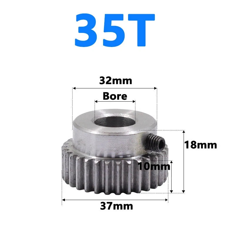 1 Mod 1M Spur Gear With Step 31-125T Teeth Transmission Spur Gear 45# Steel