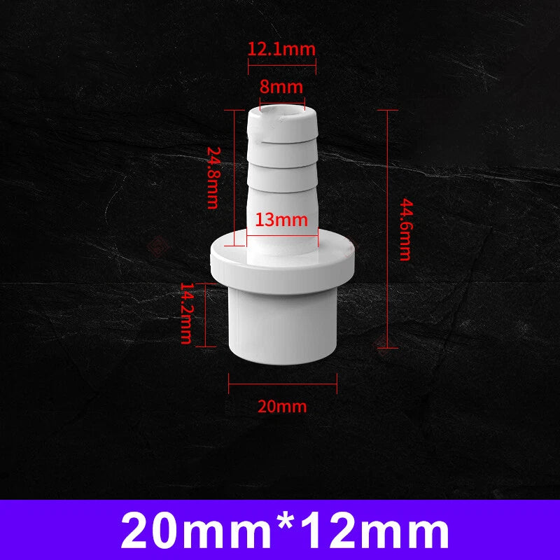 White Grey Pagoda PVC Pipe Connector Fittings 20 25mm Adapter To Hose OD 5~20mm