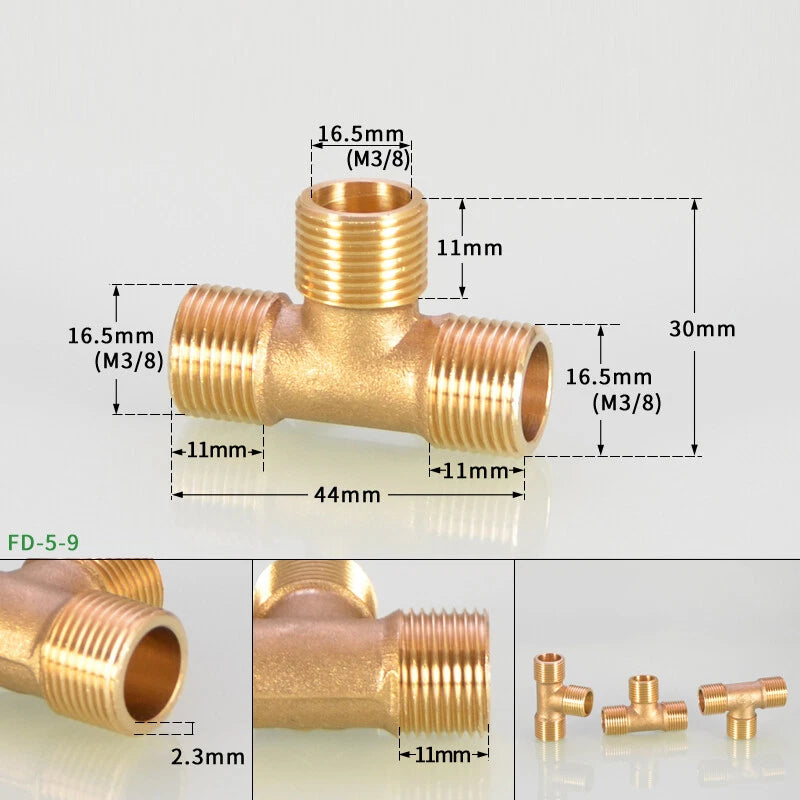BSP Brass Tee Pipe Fitting – Male & Female Thread T-Shape Connector