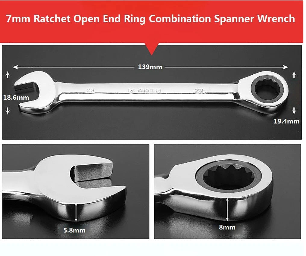 Ratchet Open End Ring Combination Spanner Wrench Set Automotive Tool 6mm-24mm
