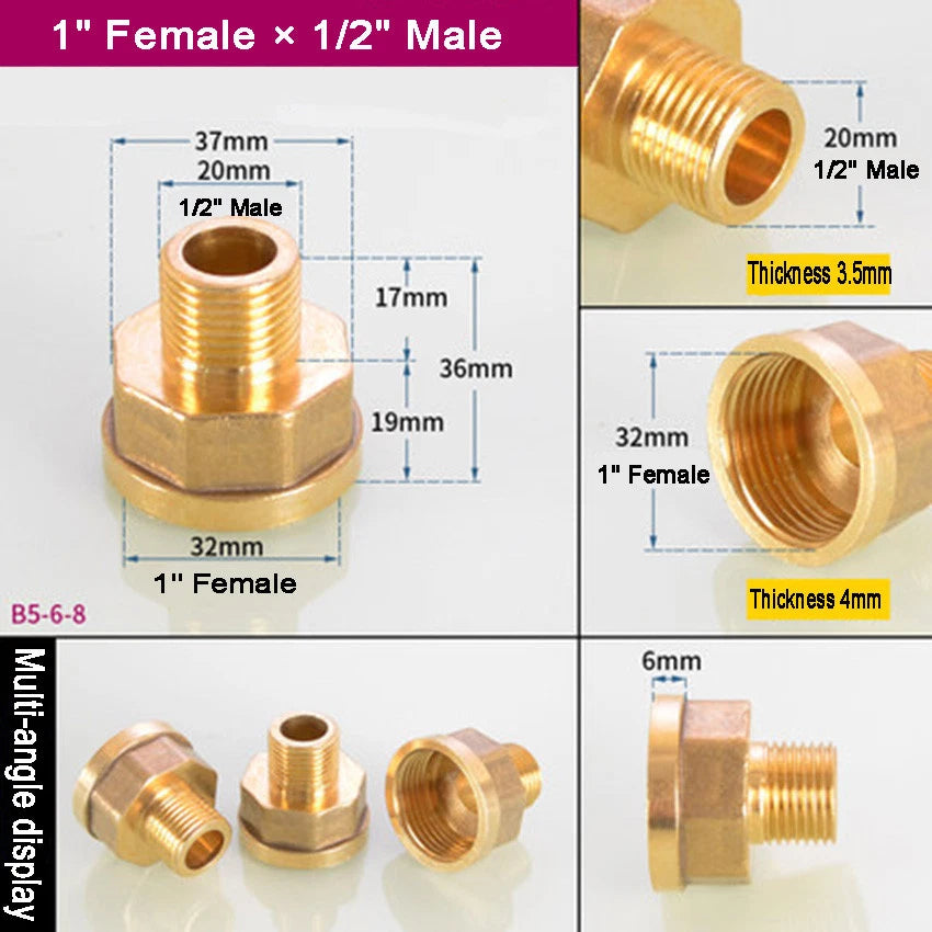 Brass BSP Reducing Bush — Male × Female Straight Pipe Fitting