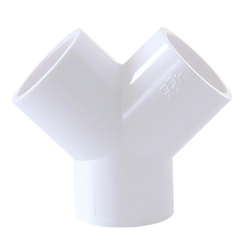 PVC Y-Fitting ID 20~63mm White Blue Grey PVC Y-Type Pipe Fitting Split Fittings