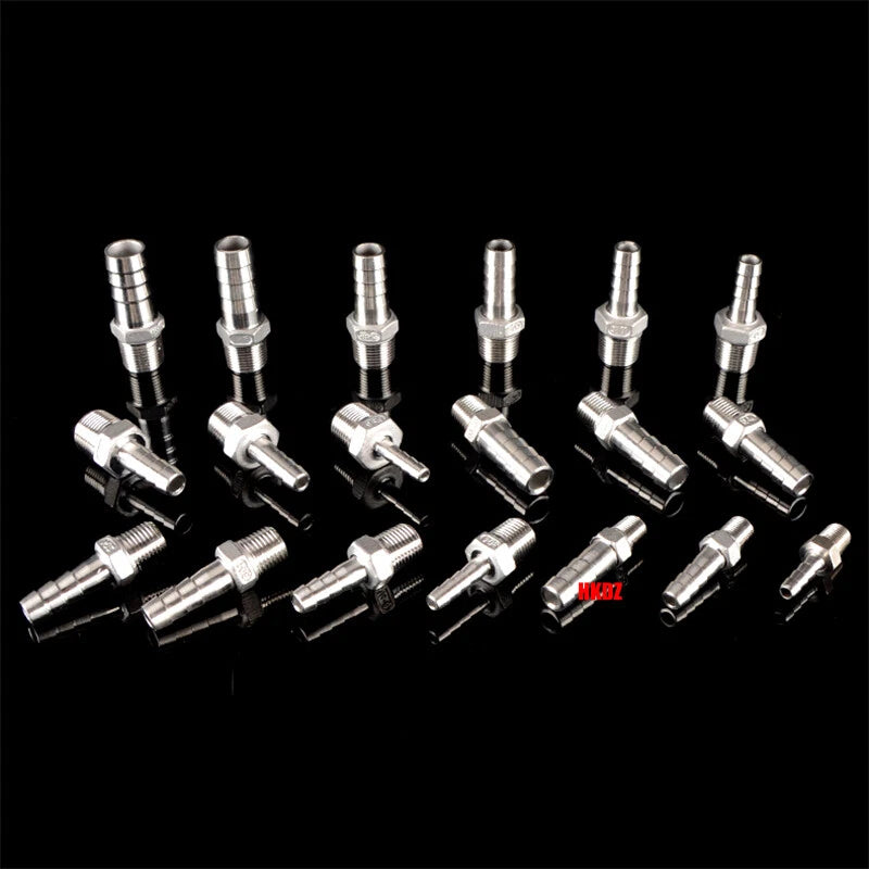 304 Stainless Steel Male Thread Barb Hose Tail Connector | 1/8" to 3/8" NPT
