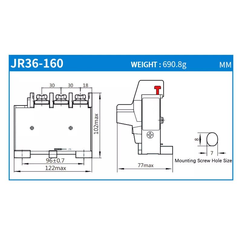 Thermal Overload Relays 0.32Amp - 160Amp For 3 Phase Motor Protector JR36 Series - HomeDIYer