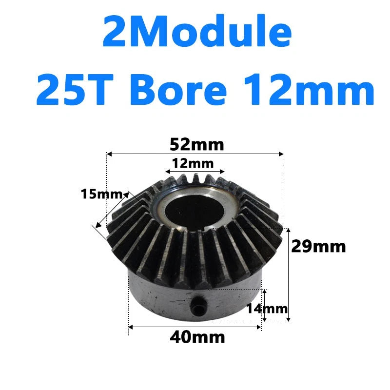 Bevel Gear 2 Module Ratio 1:1 Teeth 25 30 Bore Dia 10mm 12mm 14mm 15mm 16mm-28mm