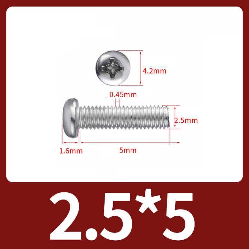M2.5 Pozi Pan Head Machine Screws A2 Stainless Steel — Multiple Lengths - HomeDIYer