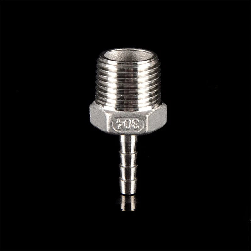 1/2" & 3/4" BSP Male Thread Hose Barb Tail Connector — Stainless Steel