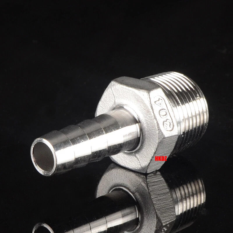 Stainless Steel 304 Barb Hose Tail Connector – 1/2" & 3/4" BSP Male Thread Hose Fittings