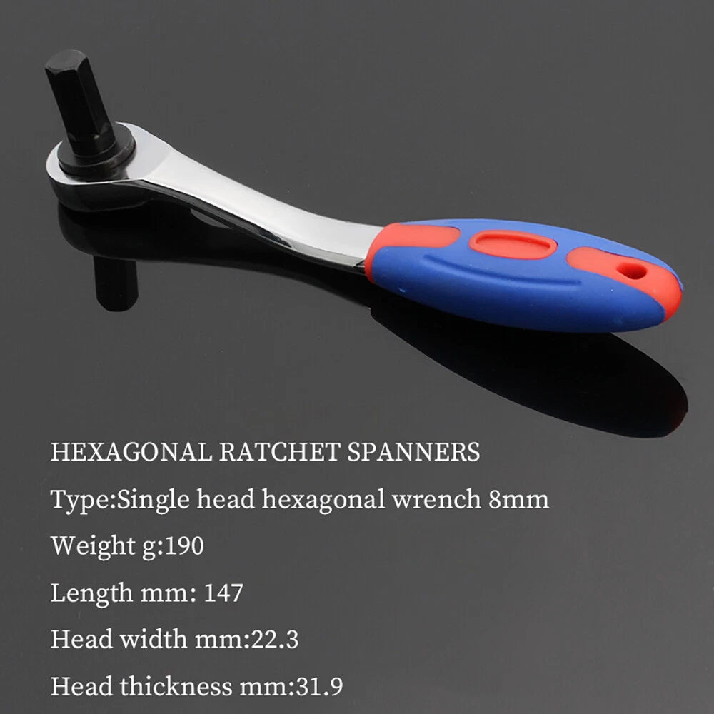 Steel Hex Ratchet Wrench Single Head Headed Hexagonal Ratchets Drive Ratchets