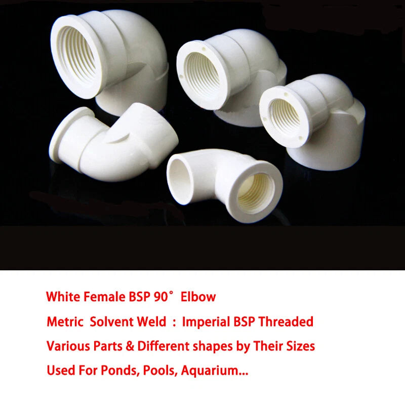 1 2" White PVC Imperial BSP Threaded Pressure Pipe Fittings Ponds Pools Aquarium