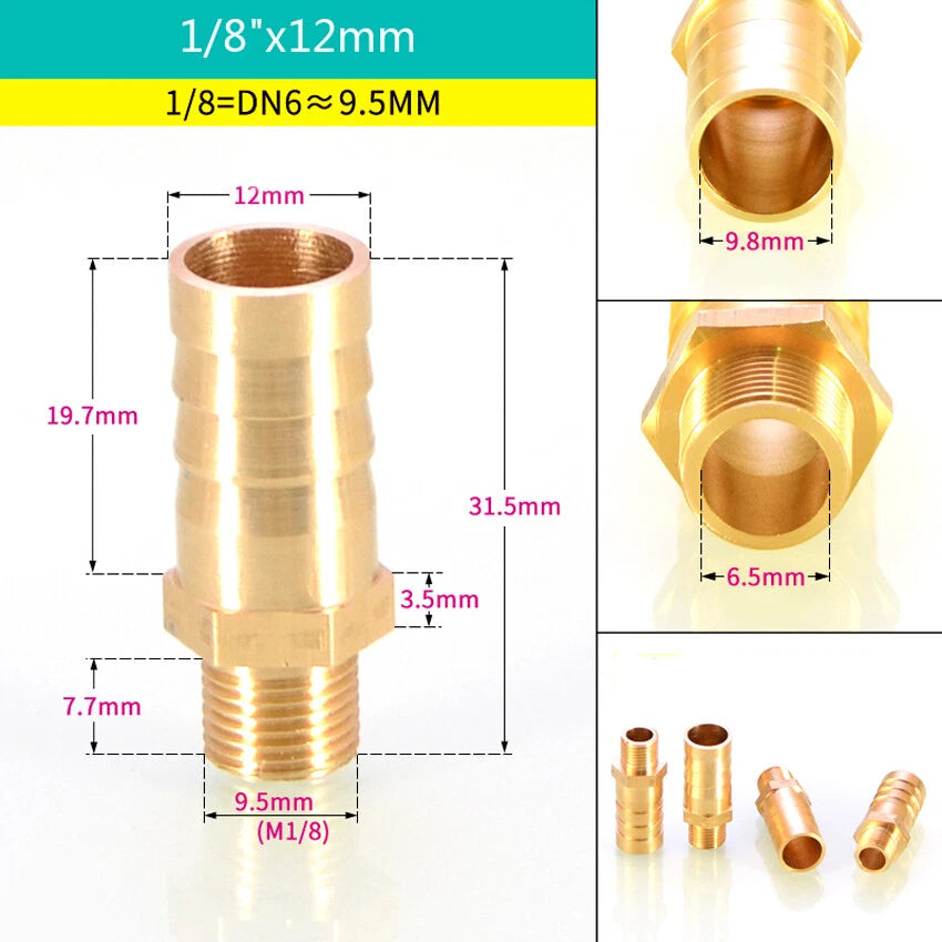 BSP Male & Female Thread Barb Hose Tail Connector — Air Fuel Water