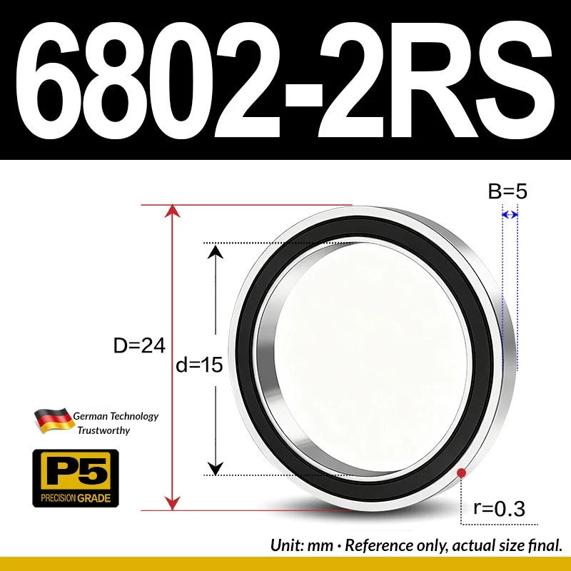 Thin Wall Bearings Deep Groove Ball Bearing ZZ or RZ, ID 10-95mm, OD 19-120mm