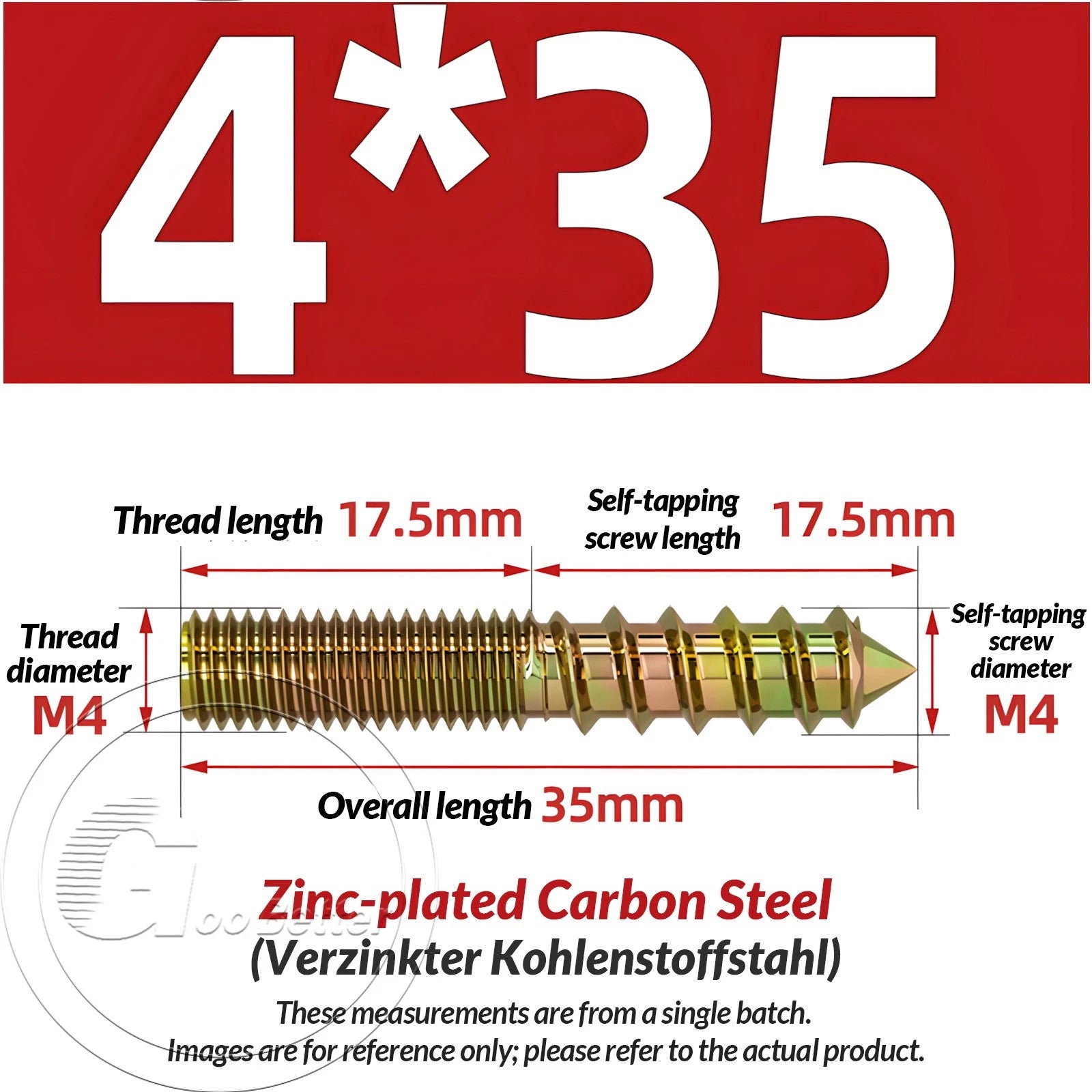 Galvanized Double-Ended Hanger Bolts M4 M5 M6 M8 M10, Wood-to-Metal Screws