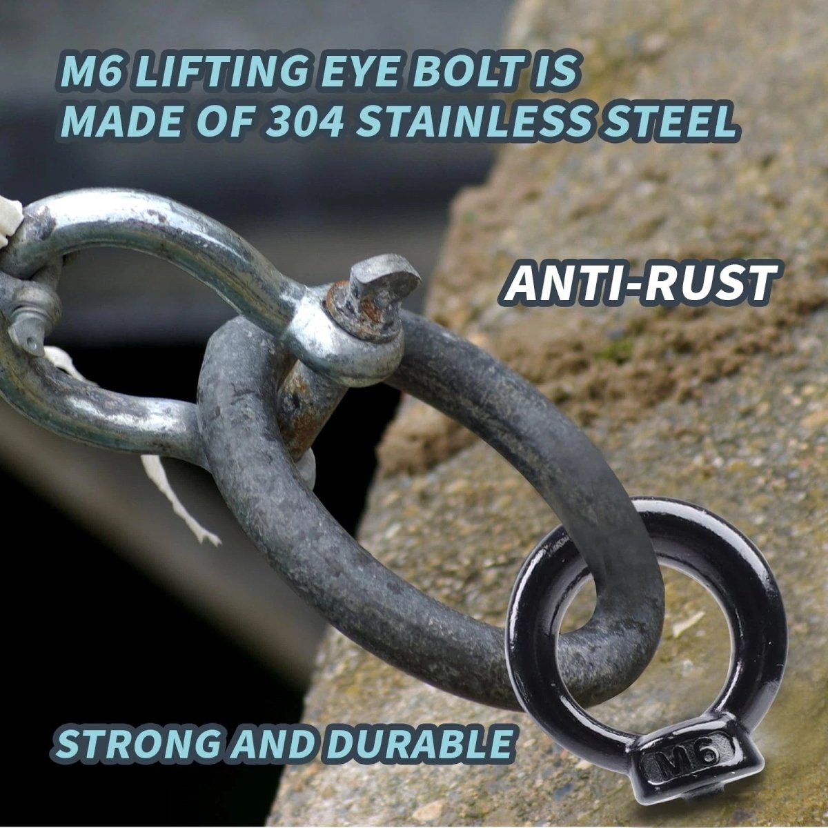Black 304 Stainless Steel Eye Bolts and Eye Nuts — M3 to M20 Lifting Hardware - HomeDIYer