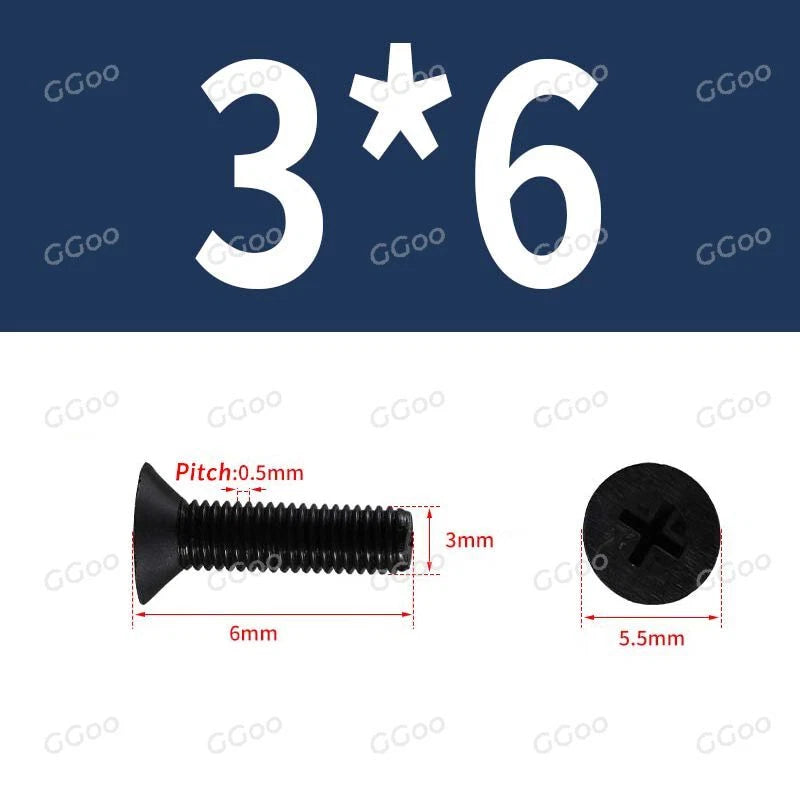 Nylon Countersunk Phillips Screws M2.5–M8, PA66 Non-Conductive Corrosion-Free