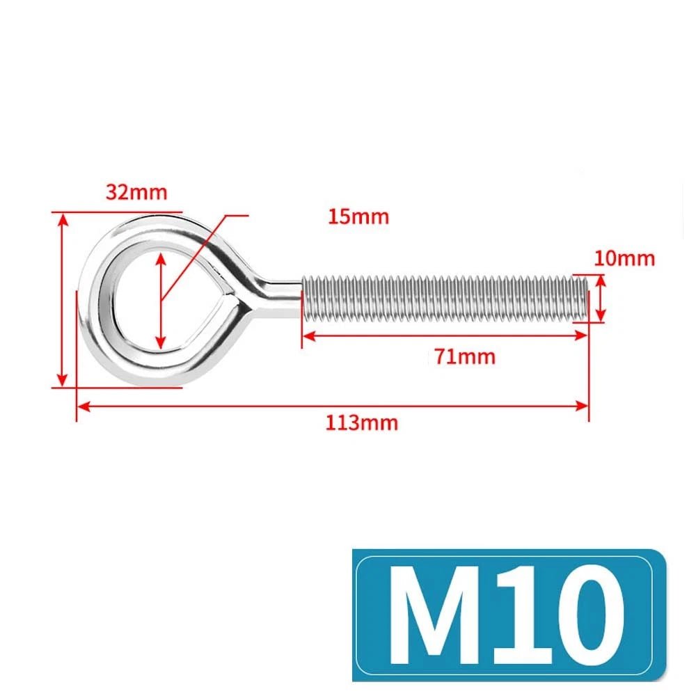 Metric Eye Bolt & Hook Screw — Stainless Steel, M4–M24, Standard & Left Hand Thread - HomeDIYer