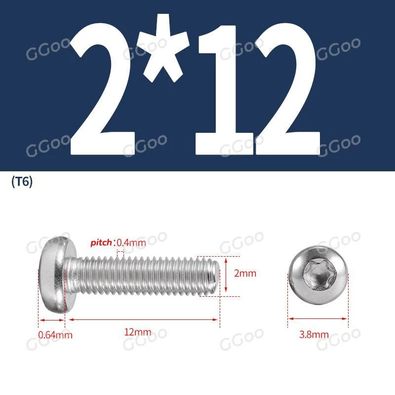 A2 Stainless Steel Torx Pan Head Machine Screws — M2 to M8, Six-Lobe Drive