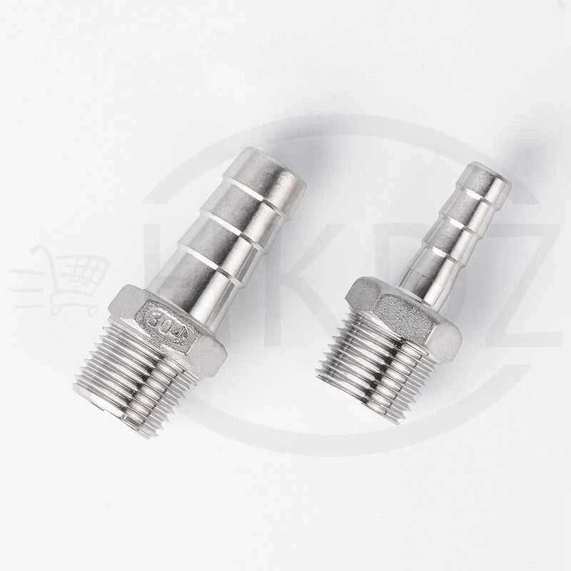 BSP Male Thread Stainless Steel Barb Hose Tail Connector — 1/8" to 4"