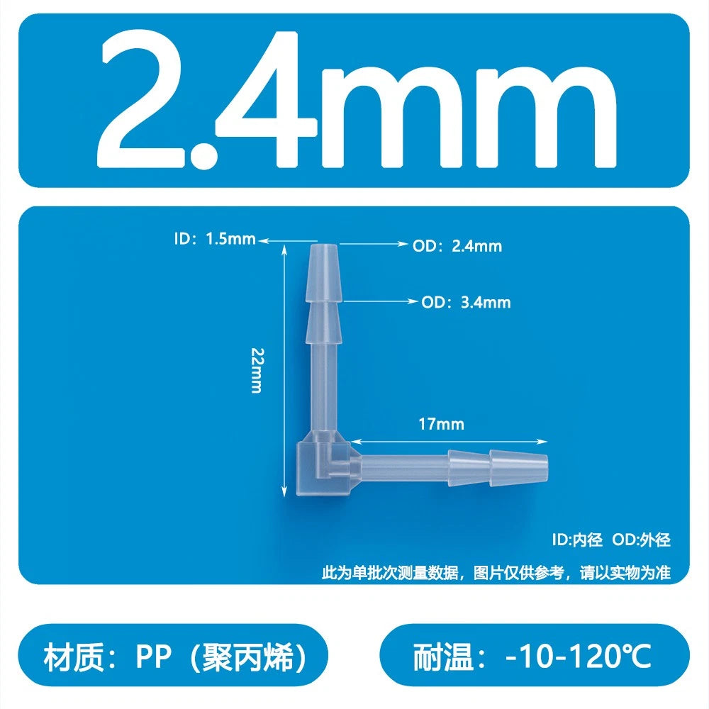 90° Elbow Plastic Barbed Joiner Reducer Connector Pipe Tube Hose Water 1.6-25mm