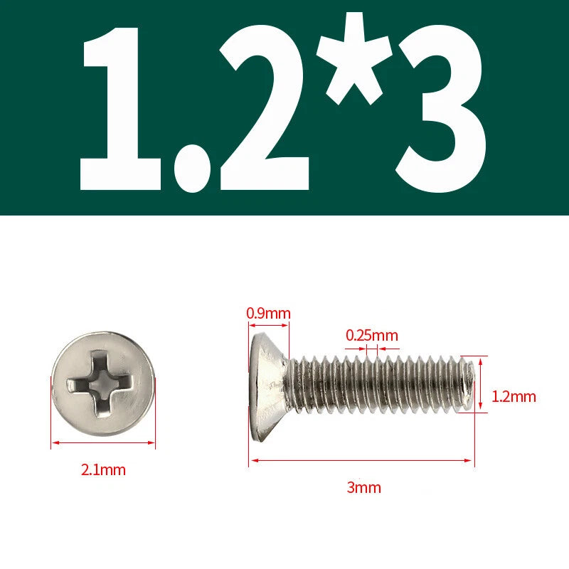 Phillips Machine Screws Countersunk Nickel Plated Steel DIN 965 Flat Head M1~M6
