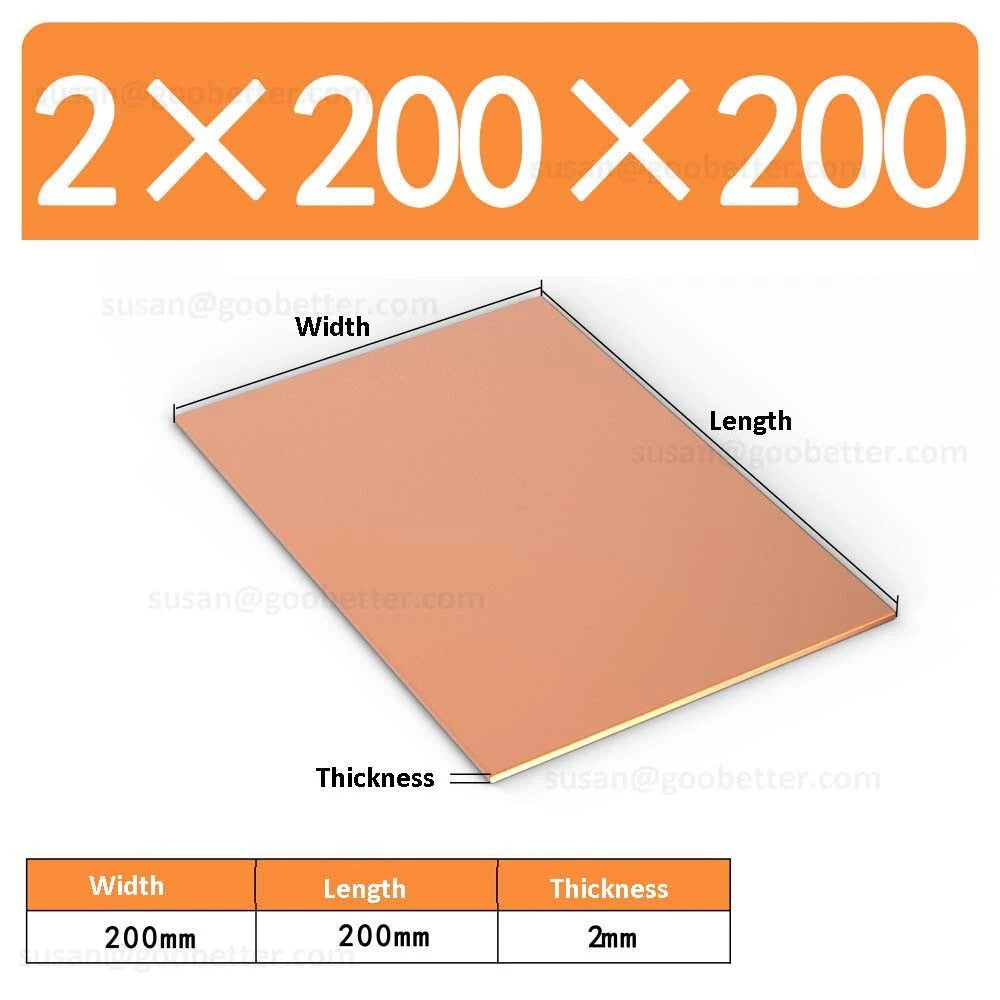 Natural Copper Sheet Metal guillotine cut - 0.3mm to 6.0mm - Multiple Sizes