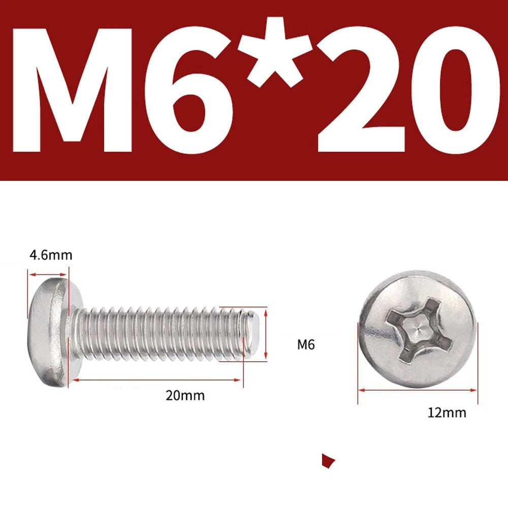 Phillips Pan Head Machine Screws — A4 Marine Grade Stainless Steel, DIN 7985 (M1.6–M10)