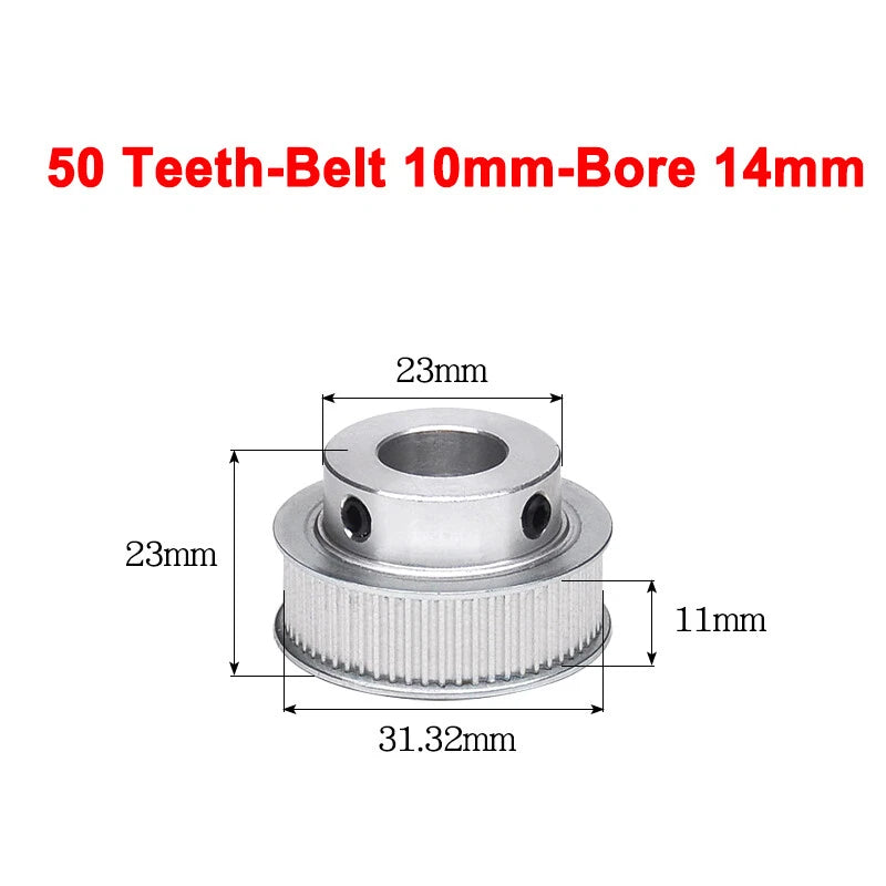 2GT Drive Pulley With Step 16 Tooth - 100 Tooth Bore 4mm - 25mm for 10mm Belt