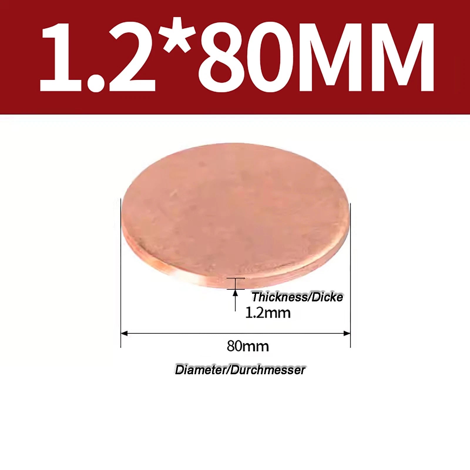 Solid Pure Copper Discs Blanks Round Plate Metal Sheet Thick 0.3~6mm Ø10mm~150mm