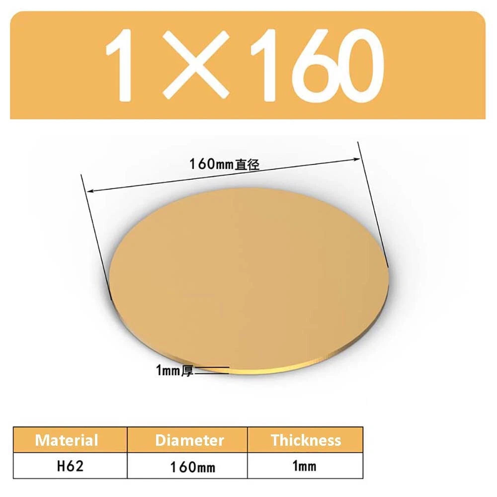 H62 Solids Brass Discs Blanks Metal Round Sheets OD 10mm-300mm Thick 0.3mm-4mm