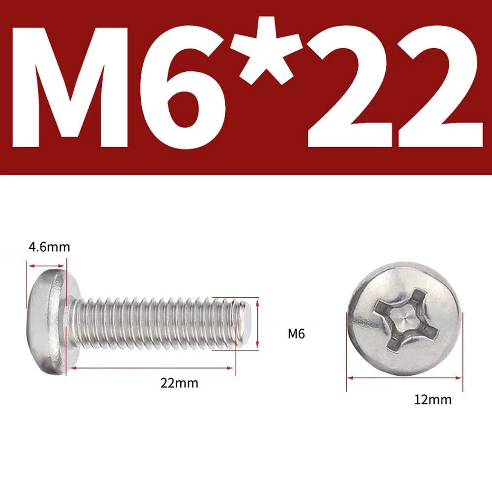 Phillips Pan Head Machine Screws — A4 Marine Grade Stainless Steel, DIN 7985 (M1.6–M10)