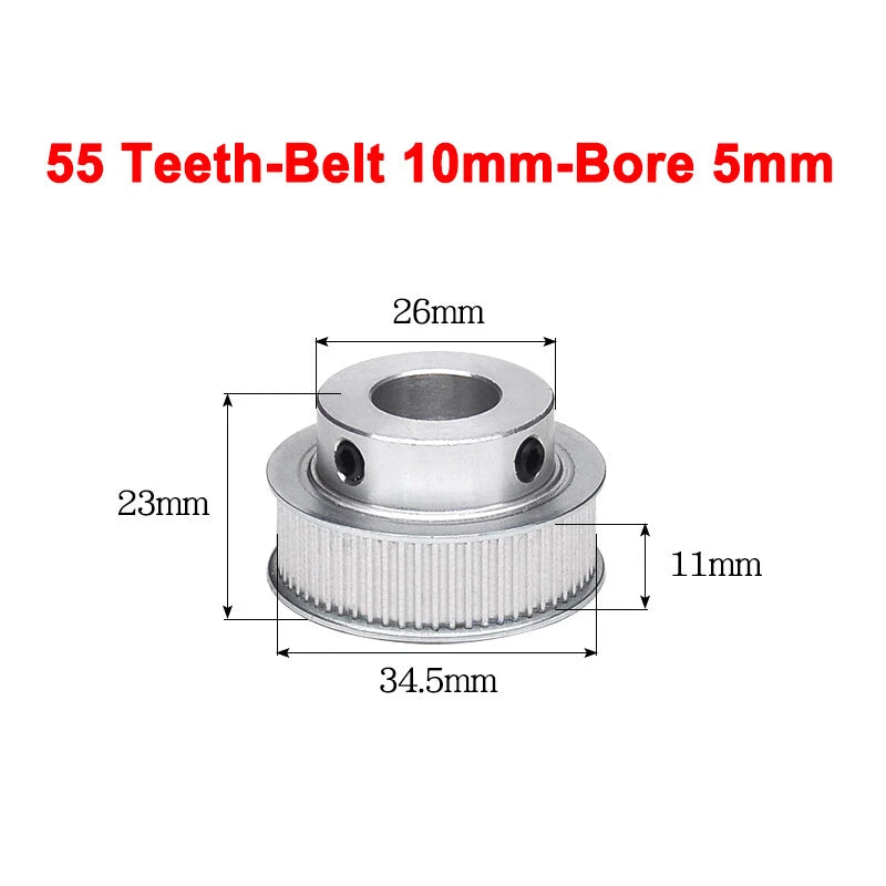 2GT Drive Pulley With Step 16 Tooth - 100 Tooth Bore 4mm - 25mm for 10mm Belt